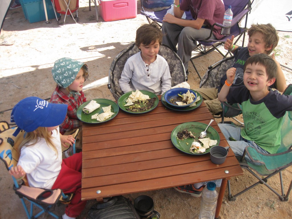 Each of five moms took a day to make lunch. We worked up pretty good appetites out there. Not too hard to get the kids to eat.